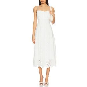 Steve Madden Ava White‎ Dress Sleeveless Midi Smocked Ruffle Straps Size S
